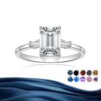 wholesale S925 Sterling Silver 3-Carat Square Emerald Cut Fashion Versatile Moissanite Ring Silver Jewelry-White (Rose Gold) US 6
