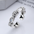 wholesale S925 Sterling Silver Unique Creative Marquise Zircon Crown Hip-Hop Punk Style Unisex Open Ring-0-0