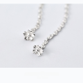 wholesale S925 Sterling Silver Short Flower Ear Chain for Women, Korean Style Small Fresh Five-Petal Frangipani Earrings E6896-0-2