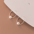 wholesale S925 Sterling Silver Earrings Women Simple Korean Style Hoop Shell Pearl Synthetic Pearl Ear Hoop Minimalist Ear Jewelry E3828-0-3