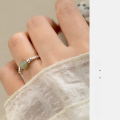 wholesale S925 Sterling Silver Ins Style Fresh and Delicate Engraved Bead and Crushed Silver Hetian Jade Ring Jewelry for Women R01772-0-0