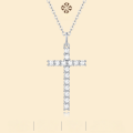 wholesale Metal Material: 925 Silver, Faith Pendant Necklace, Fashionable Silver Jewelry, Light Luxury High-End Feel, Moissanite Cross Choker Chain Wholesale-0-0
