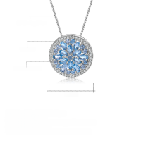 wholesale S925 Sterling Silver Personality-Designed Pie Pendant Necklace, European and American Luxury Natural Topaz Garnet Diopside-Natural Garnet Necklace 925 Silver