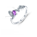 wholesale 925 Sterling Silver Fashion Design Light Luxury Amethyst Ring for Women,LOVE-0-5