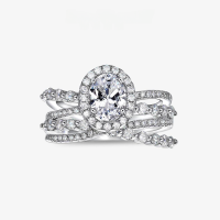 wholesale S925 Silver 1 Carat Oval 6*8 High Carbon Diamond Ring Women'sIns Versatile Statement Ring-White 6*8【R-1381】 7