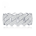 wholesale S925 Silver Micro-Paved Zircon Ring with Silver Loop Fastening, HIPHOP Hip-Hop Style, Trendy and Fashionable Silver Jewelry-0-0