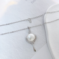 wholesale Sterling Silver Korean Style Fashion Freshwater Pearl Necklace for Women, Versatile Niche Design, Gift for Girlfriend, Light Luxury Elegant Collarbone Chain-0-2
