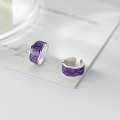 wholesale S925 silver summer Korean-style purple drip glue no-piercing ear clips minimalist elegant earrings for women M02636-0-2