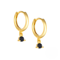 wholesale S925 Sterling Silver Eight Hearts Eight Arrows Zircon Earrings, Creative Ins Style With Inlaid Colorful Zircons-Gold-Black Diamond