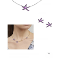 wholesale 925 Sterling Silver with Natural Amethyst and Garnet Asymmetrical Starfish Pendant Necklace Collarbone Chain-0-1