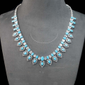 wholesale 925 Silver Gold-Plated Necklace with High-Carbon Diamond Blue Turquoise Oval Cut Exquisite Luxury Geometric Versatile Jewelry for Women-0-1