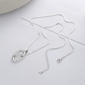 wholesale S925 Sterling Silver Geometric Irregular Oval Snake Chain Necklace, Personality Ins Design Pendant Choker-0-3