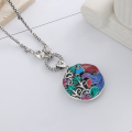 wholesale S990 pure silver ethnic-style filigree openwork fine craftsmanship resin enamel carp leaping over lotus flower sweater pendant necklace-0-2