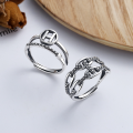 wholesale S925 Sterling Silver H Letter Mixed Pig Nose Element Open Ring in Japanese and Korean Ins Style with Minimalist Design-0-0