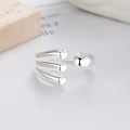 wholesale S925 Sterling Silver Asymmetrical Heart-shaped Open Ring, Fresh, Sweet, Cute, and Exquisite Style Index Finger Ring-0-1