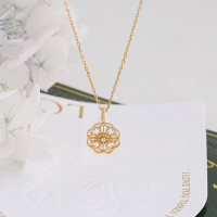 wholesale S925 Sterling Silver Gold-Plated New Vintage Medieval Openwork Floral Petal Pendant Necklace Pendant in Stock for Wholesale-Sterling silver hollow flower pendant (without chain)  925 silver