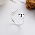 wholesale S925 Sterling Silver Irregular Geometric Sphere Open Ring Ins Design Versatile Band-0-0