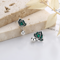 wholesale S925 Sterling Silver Resin Green Graceful Standing Lotus Bell Earrings Ring Ethnic Bohemian Style Accessories-0-1