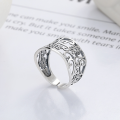 wholesale S925 Sterling Silver Vintage Creative Openwork Floral Design Adjustable Index Finger Ring, Ethnic Bohemian Style-0-0
