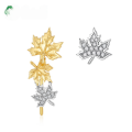 wholesale S925 Sterling Gold and Rose Gold Plated Maple Leaf Earrings, Niche Design Wholesale from Manufacturer-0-0