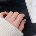 wholesale S925 Sterling Silver Starry Frosted Brushed Couple's Ring Minimalist Open-Ended Plain Band Niche Luxury Matching Set-0-1