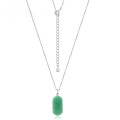 wholesale S925 Sterling Silver European and American New Minimalist Exaggerated Aventurine Pendant Collarbone Chain, Fashionable and Stylish, Wholesale from Manufacturer-0-0