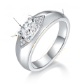 wholesale Plated in 18k Silver, Classic and Minimalist 1 Carat Moissanite Unisex Wedding Ring for Valentine's Gift-0-5