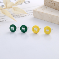 wholesale S925 Sterling Silver Playful and Creative Chocolate M&M Drip Glaze Minimalist Versatile Stud Earrings-YFR146/yellow about 2.4g 925 silver