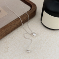 wholesale S925 Sterling Silver Swarovski Pearl Tassel Necklace for Women, Korean Minimalist LuxuryDesign Cold Tone Collarbone Chain-0-3