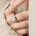 wholesale S925 Sterling Silver Baroque Pearl Ring Women European and American Style Niche Luxury C-Shaped Open Ring R00133-0-2
