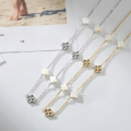 wholesale S925 Sterling Silver Cross-Border European and American Fashion Four-Leaf Clover Natural Stone Shell Necklace Women's Jewelry Wholesale-0-0