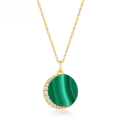 wholesale S925 Sterling Silver New Korean and Japanese Light Luxury Style Star Moon Malachite Pendant Fashion Silver Necklace Drop Shipping-0-0