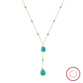 wholesale S925 Sterling Silver Y-Shaped Turquoise Pendant Necklace, Women's Versatile Minimalist Jewelry with a Touch of Elegance-0-0