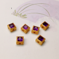 wholesale S925 Gold-Plated Silver Natural Amethyst Cube Teardrop Accessory Bead Strand for DIY Handcrafted Necklace Bracelet Semi-Finished-0-6