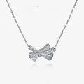 wholesale 925 Sterling Silver New Bow Pendant Personality Elegant Necklace Light Luxury Ins Style Collarbone Chain 40+5-0-0