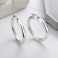 wholesale S925 Sterling Silver European and American Cross-Border Exaggerated Large Hoop Minimalist Style Versatile Ear Clasp Earrings-YFR232 bright silver/approx. 9.1g 925 silver