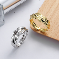 wholesale S925 Sterling Silver Irregular Minimalist Concave-Convex Wave Pattern Open Ring Ins Korean Japanese Style Women's Ring-DJ1072/white gold approximately 4.96g &gt; opening adjustable