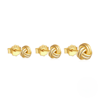wholesale 925 Sterling Silver New Fashion Creative Love Knot Set Stud Earrings,ins。-3 pieces per set Gold 925 silver