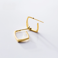 wholesale S925 silver earrings for women, Japanese-style minimalist hollow square short hook earrings, trendy geometric earrings G1399-S925 silver pair gold model>925 silver