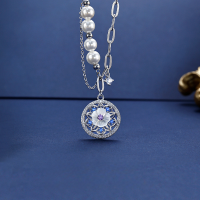 wholesale 925 Sterling Silver Lotus Pendant Necklace, High-End Sense Layering Accessory, Small Batch Natural Freshwater Pearl Chain Wholesale-925 sterling silver earrings 925 silver