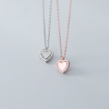 wholesale S925 Silver Necklace for Women, Japanese and Korean Style, Minimalist and Fresh, Polished Heart with Diamond Inlay, Fashion Accessory D8208-0-1
