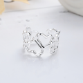 wholesale S925 Sterling Silver Korean Japanese Style Fairy Wind Hollow-out Heart Ring, Small and Exquisite, Elegant, Versatile Women's Ring-0-2