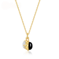 wholesale 925 Silver Gold-Plated Japanese New Black and White Displacement Series Onyx Necklace with White Shell Pendant Collarbone Chain for Wholesale Customization-0-0