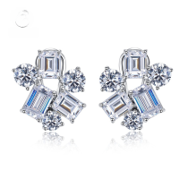 wholesale 925 Silver Jewelry, Irregular Diamond Stud Earrings for Women, Fresh and Splice Cluster Earrings, Simulated Diamond Jewelry Earrings-E174 Special Shape Earrings>925 Silver