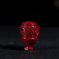 wholesale Metal material natural cinnabar Tibetan-style integrated three-hole carved purple clay round bead key pattern Buddha head and pagoda DIY bracelet accessory-0-3