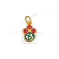 wholesale Gold-plated enamel cloisonné Fu character ingot longevity lock gourd pendant necklace bracelet DIY with blue sand gold finish-0-12