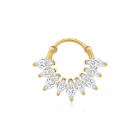 wholesale S925 Sterling Silver Triple Marquise Inlaid Zircon Opal Cartilage Piercing Ear Hoop-Single gold #3