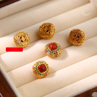 wholesale 925 Sterling Silver Gold-Plated with Natural Red Agate Bead and Pendant DIY Bracelet Necklace Knotting Jewelry Accessories-Sifang Nanhong