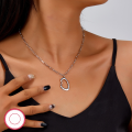 wholesale 925 Silver Necklace, Minimalist European and American Style Chain for Women, Smooth Irregular Oval Pendant, Cross-Border Exclusive Jewelry-0-3