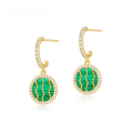wholesale S925 silver and 10K gold-plated Japanese and Korean new malachite earrings, cute watermelon-shaped earrings, wholesale jewelry-0-0
